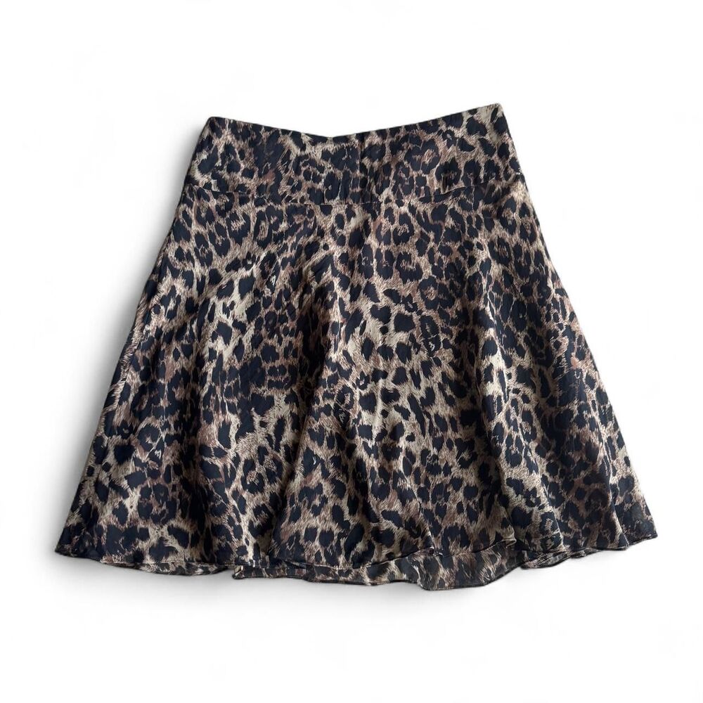 100% Silk Boston-proper Vintage Women's Leopard Skirt